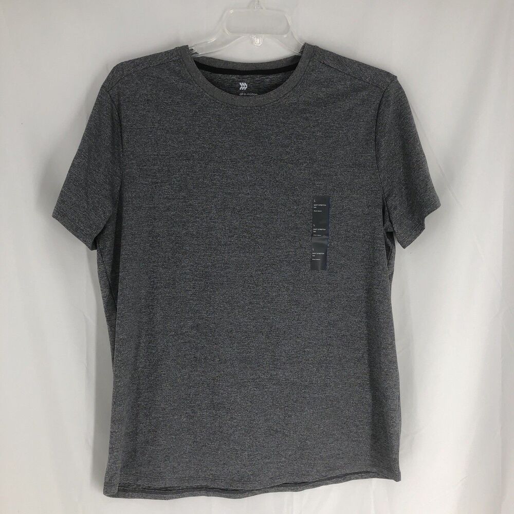 All In Motion Men's Soft Stretch T-shirt Athletic Gym Gray Wicking Large